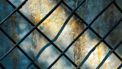 Poster - Exploring urban textures through shadows and patterns cast by a weathered fence. Generative AI