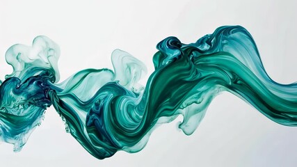 Poster - Captivating fluid movement of turquoise and white swirling together in a serene abstract display of colors and textures. Generative AI