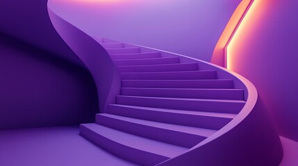 Poster - Abstract Purple Spiral Staircase with Gradient Lighting