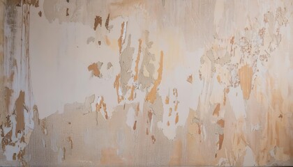 Wall Mural - abstract peeling paint texture wall, aged plaster surface with beige and white layers, vintage distressed grunge backdrop

