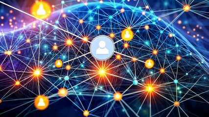 Poster - Exploring the dynamic connections of a vibrant digital universe filled with glowing nodes and pathways. Generative AI