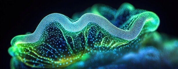 Aufkleber - Vibrant Abstract Waves of Colorful Organic Patterns in Cool Tones with Glowing Effects and Detailed Texture