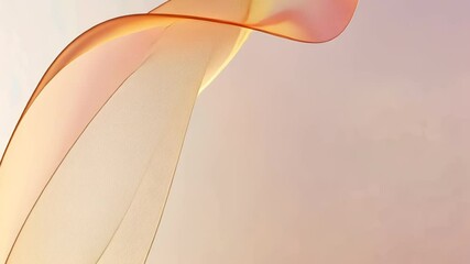 Poster - Captivating dance of flowing silk ribbons in soft sunset hues on a tranquil evening. Generative AI