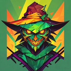 Canvas Print - Geometric Green Goblin: A Digital Art Masterpiece