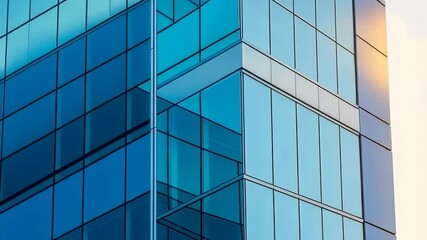 Poster - Reflective architecture showcases the beauty of modern design in a vibrant urban skyline during golden hour. Generative AI