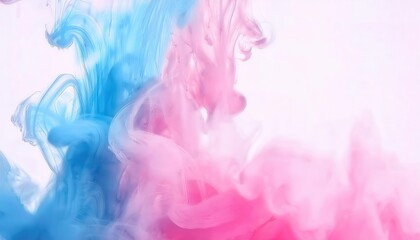 Aufkleber - pastel pink and blue ink swirling in water on white background for abstract designs, modern art, and creative projects