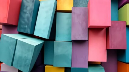 Poster - Colorful geometric shapes create a vibrant display in an artistic urban setting designed for creativity and exploration. Generative AI
