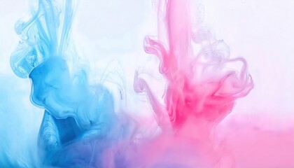 Aufkleber - pastel pink and blue ink swirling in water on white background for abstract designs, modern art, and creative projects