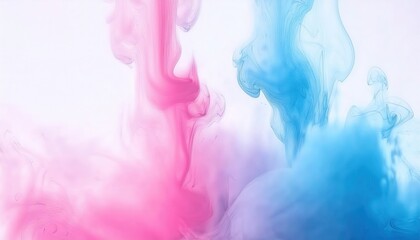 Aufkleber - pastel pink and blue ink swirling in water on white background for abstract designs, modern art, and creative projects