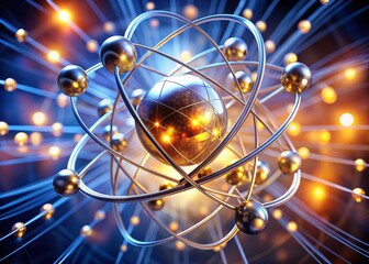 Poster - Lawrencium Atom: Electrons Orbiting Nucleus - Architectural Photography