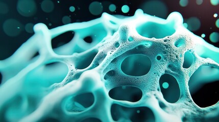 Poster - Abstract Close-up of Colorful Microbial Structure with Intricate Details and Depth on a Black Background