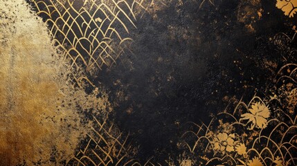 Wall Mural - Elegant Gold and Black Abstract Art: A Stunning Visual Masterpiece