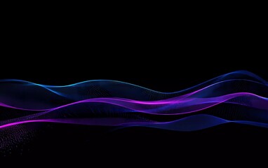 Poster - A gradient background with neon blue and purple sound waves, glowing in the dark, representing music or technology themes. The wave lines have an ethereal glow that adds depth to your design