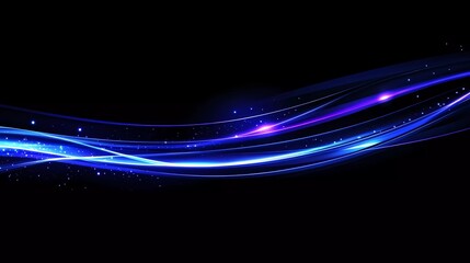 Aufkleber - Abstract wave lines vector background with blue and purple glowing dots, data visualization for business or technology concept design elements on a black backdrop