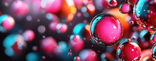 Poster - Colorful Bubbles in a Dreamlike Background with Soft Focus and Vibrant Lights