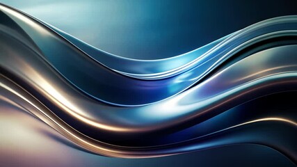 Poster - Flowing metallic waves create a mesmerizing visual experience in an abstract display of light and motion. Generative AI