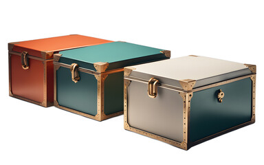 Poster - A set of three stacking storage boxes with a simple design on a empty plain background