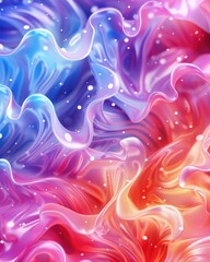 Poster - Vibrant abstract waves in blue, pink, and red with a glossy, fluid appearance.