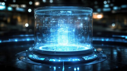 Quantum Core Glowing with Floating Digital Circuits