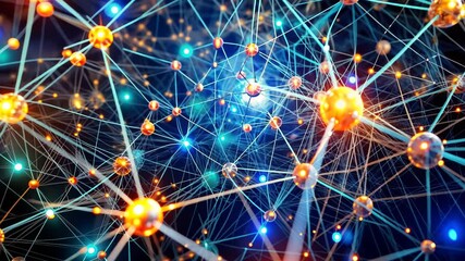 Poster - Exploring the intricate beauty of molecular networks illuminated in vibrant colors. Generative AI