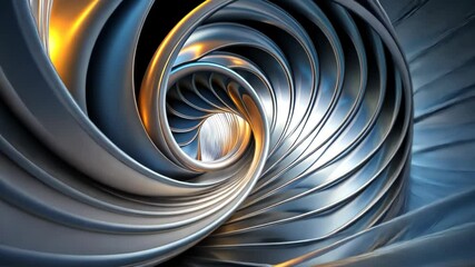 Poster - Swirling metallic waves create an illusion of depth and light in a mesmerizing 3D artistic display. Generative AI