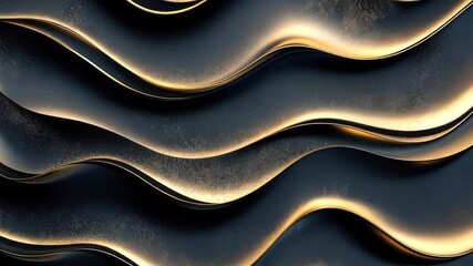 Poster - Captivating patterns of flowing waves in a sleek metallic design showcase the beauty of light and shadow at dusk. Generative AI