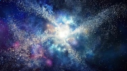Poster - Exploring the cosmic dance of stars and galaxies in a breathtaking celestial landscape. Generative AI
