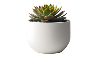 Poster - A small potted succulent in a minimalist white planter on a empty plain background