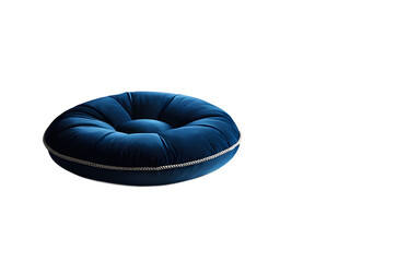 Poster - A soft velvet floor cushion in a deep blue shade on a empty plain background