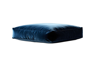 Poster - A soft velvet floor cushion in a deep blue shade on a empty plain background