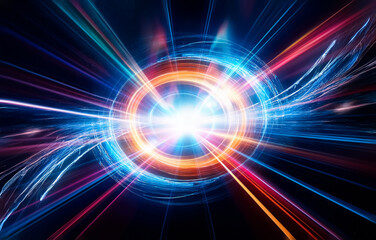 Poster - Abstract colorful lines radiating outward from a central point, creating a sense of speed and motion.