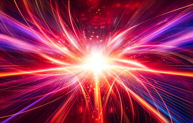 Fototapete - Abstract light streaks converge into a glowing, bright center.