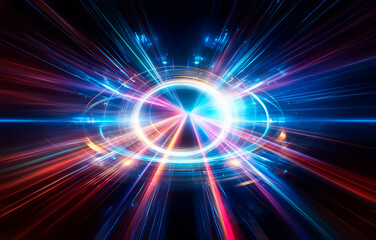 Poster - Abstract background of glowing lines converging in the center, radiating out in a burst of color.
