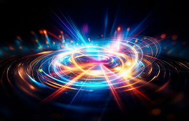 Poster - Abstract glowing lines of vibrant color radiating from the center of the image.