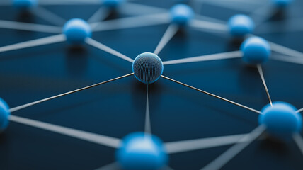 Poster - interconnectedness: a network of interconnected blue spheres linked by white lines, visually represe