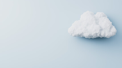 Poster - Cloud Minimalism:  A single, fluffy white cloud rests on a soft blue background, creating a simple yet striking image that evokes a sense of calm and tranquility. 