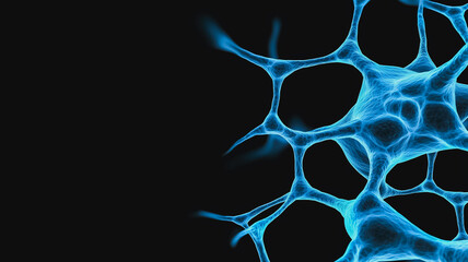 Poster - Abstract Blue Neural Network: A mesmerizing abstract image of a neural network in vibrant blue hues, set against a dark background, symbolizes the complexities and beauty of the human mind.