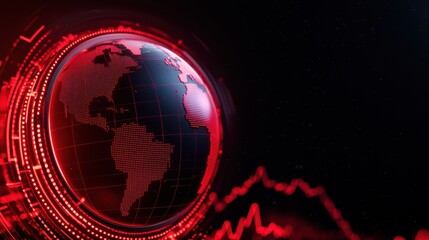 Poster - Digital Globe Design with Red Highlights and Data Visualization Elements