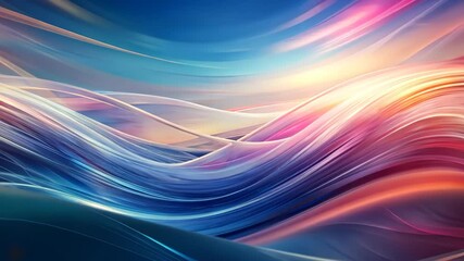 Poster - Waves of vibrant colors dance across the canvas evoking emotion and tranquility in a serene landscape. Generative AI