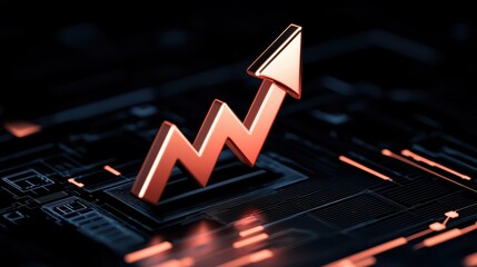 Poster - Rising Trend Arrow Over Digital Circuit Board Background Design