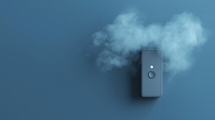 Poster - Modern Device Releasing Smoke on Blue Background in Studio Setting