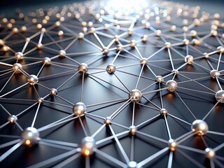Poster - Minimalist Tech Network: Subtle Geometric Connections on Silver Grey Gradient Background