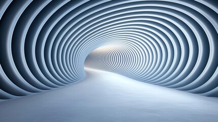 Poster - Abstract blue tunnel with curved patterns and soft lighting
