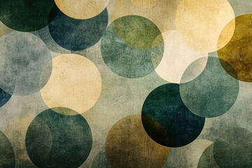 Poster - Abstract background with overlapping textured circles in shades of green, beige, and brown.