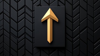 Poster - Black and Gold Arrow Symbol on Textured Wall Background
