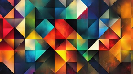 Poster - Vibrant Geometric Patterns in Bold Colors and Dynamic Shapes