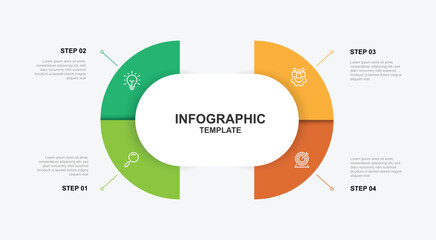 Wall Mural - Banner template infographic with 4 step and icons can be used for workflow layout, business presentation and web graphic design 