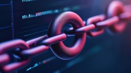 Poster - Close-Up of Heavy Metal Chain Against Digital Background