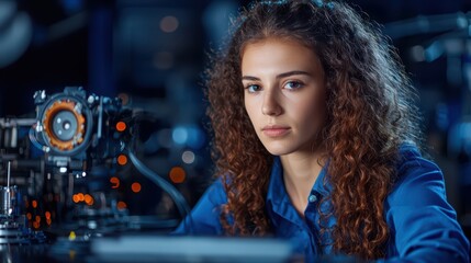 Poster - Young Female Engineer Working on Innovative Technology Project