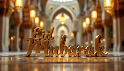 Aufkleber - 3D Eid Typography with Lanterns Design